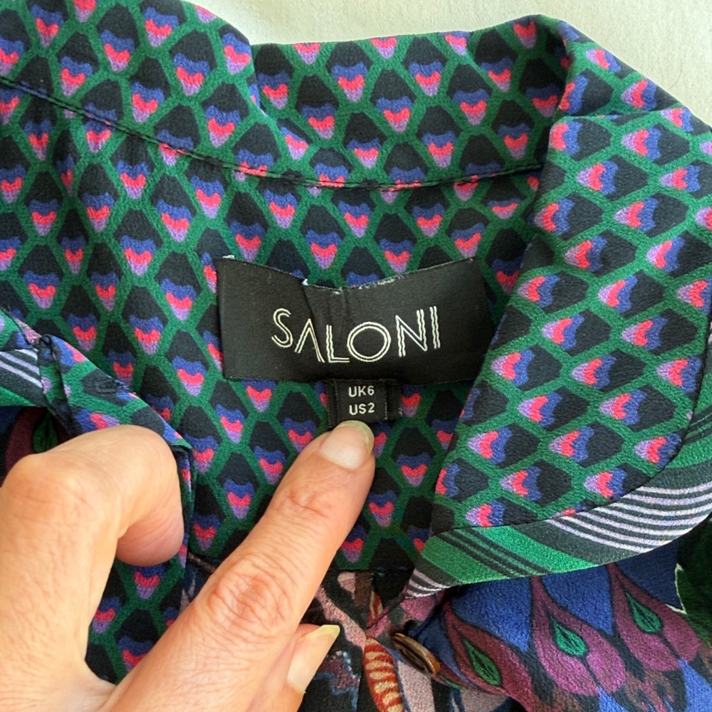 Saloni Silk Multicolor Patterned Long-Sleeve Blou… - image 4